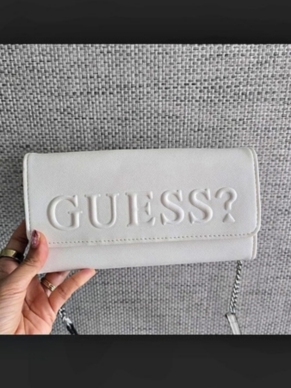 GUESS Zakaria Debossed Logo Phone Organizer Wallet in White